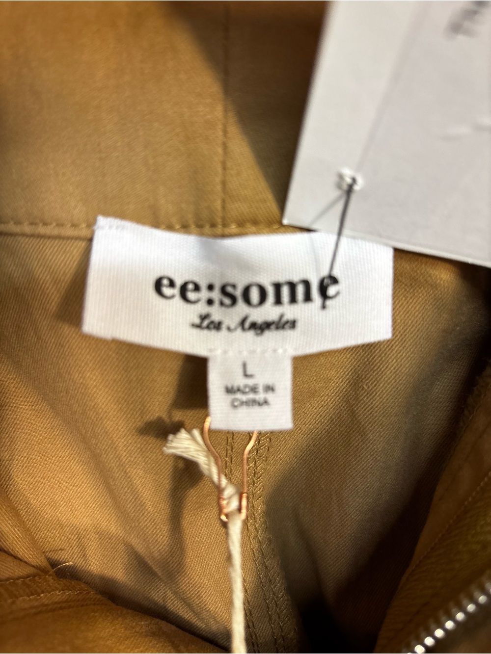 ee:some Brown Wide Leg Pants L Scallop Pockets Boho Coastal NWT - Picture 3 of 8